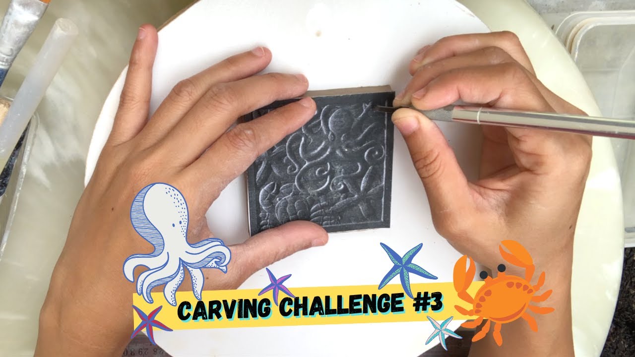 Carving Challenge #3 - CERAMICS RELIEF TILE - Ocean Creatures