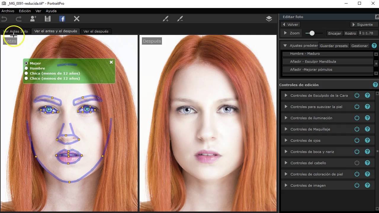 Tutorial PortraitPro 15: retoque básico solo con presets. Retoque de retratos. Tutorial en español
