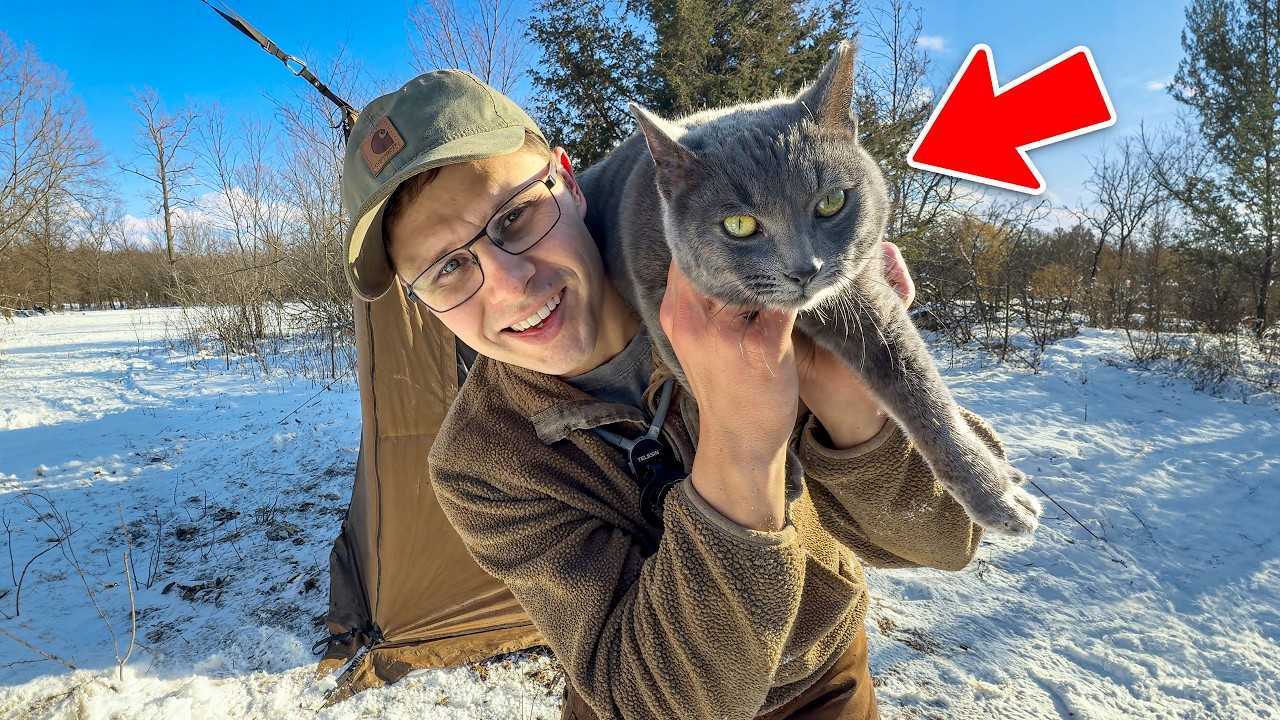 Cat & Man Go Winter Camping (Coldest Night Yet)