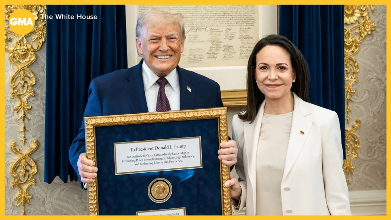 Venezuelan opposition leader presents Trump with her Nobel Peace Prize