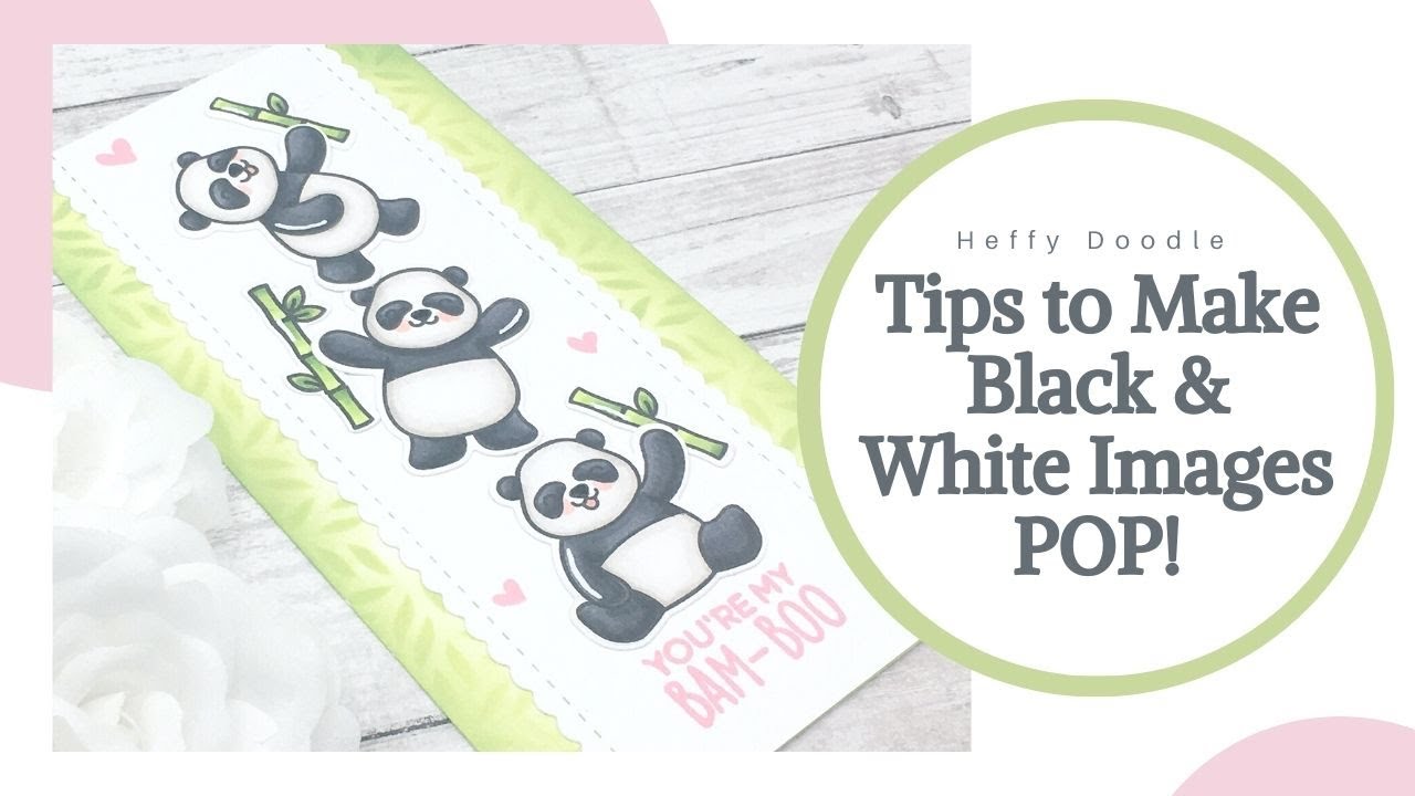 Making Black and White Images Pop | Mini Slimline Card | Heffy Doodle Pandtastic Painters