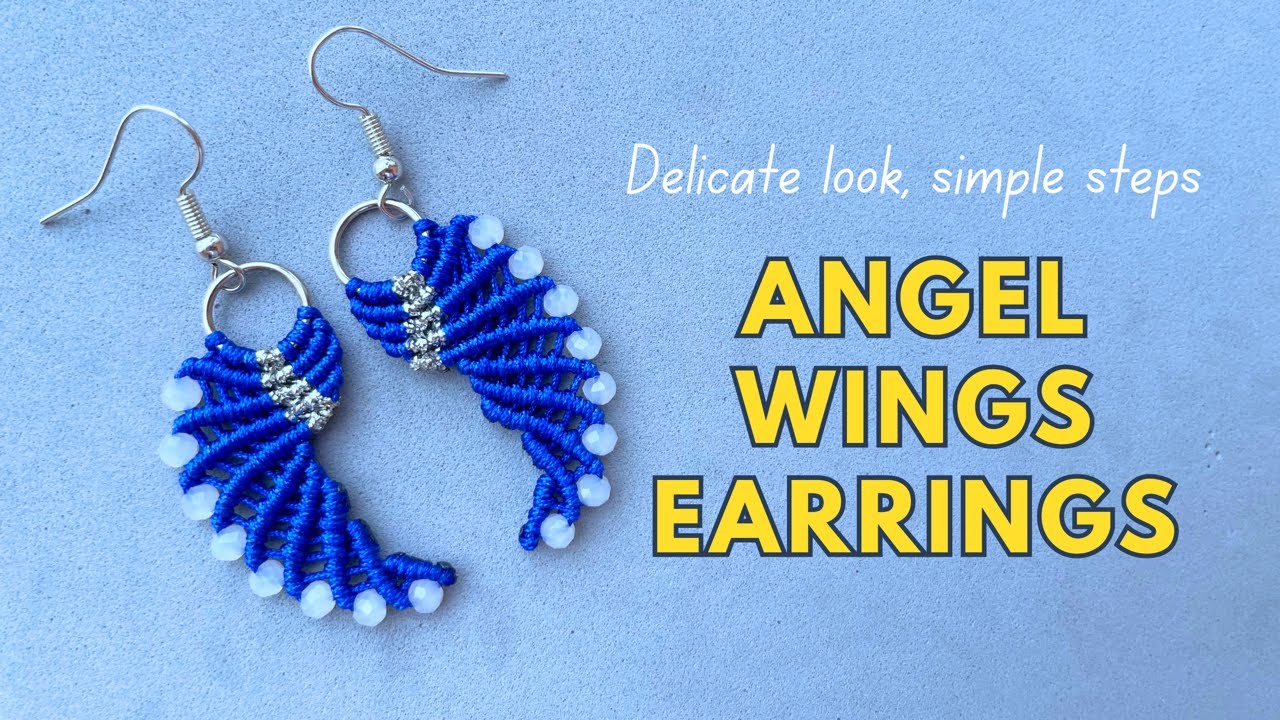 💙🤍 Christmas Jewelry DIY — Macrame Angel Wing Earrings Tutorial