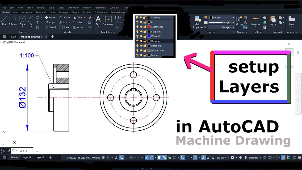 Machine Drawing || autocad 2D || Bush Type Flexible Coupling - flange driver  || chapter 2