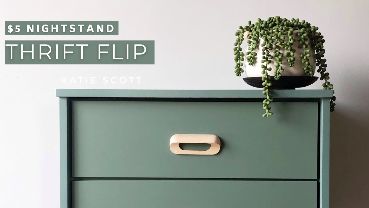 $5 Nightstand THRIFT FLIP | Mid Mod Nightstand Makeover