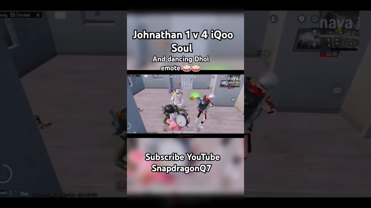 What Johnathan 1 v 4 iQoo Soul and Dhol emote 🥁😂 #jonathangaming #godlike #godl #soul #iqoosoul