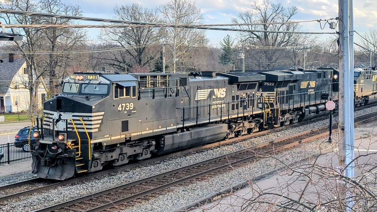 Northbound NS 28C intermodal on track two from the 2nd floor porch of Glendale Trackside Pub 