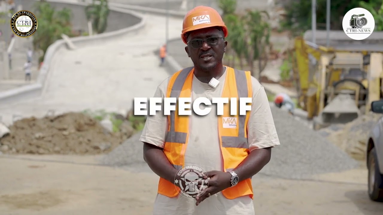 Gabon / CTRI : Construction route en béton à Montagne sainte -Camp de police  🚧
