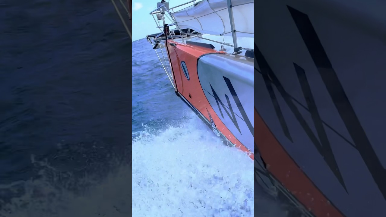 Our fastest sail yet aboard our converted race boat! 💨⛵️🌊🤙 #SailingLife #OceanPassage #SailFast