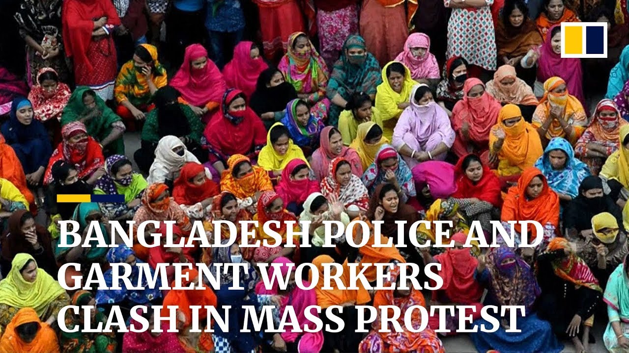 Bangladesh police and garment workers clash in mass protest