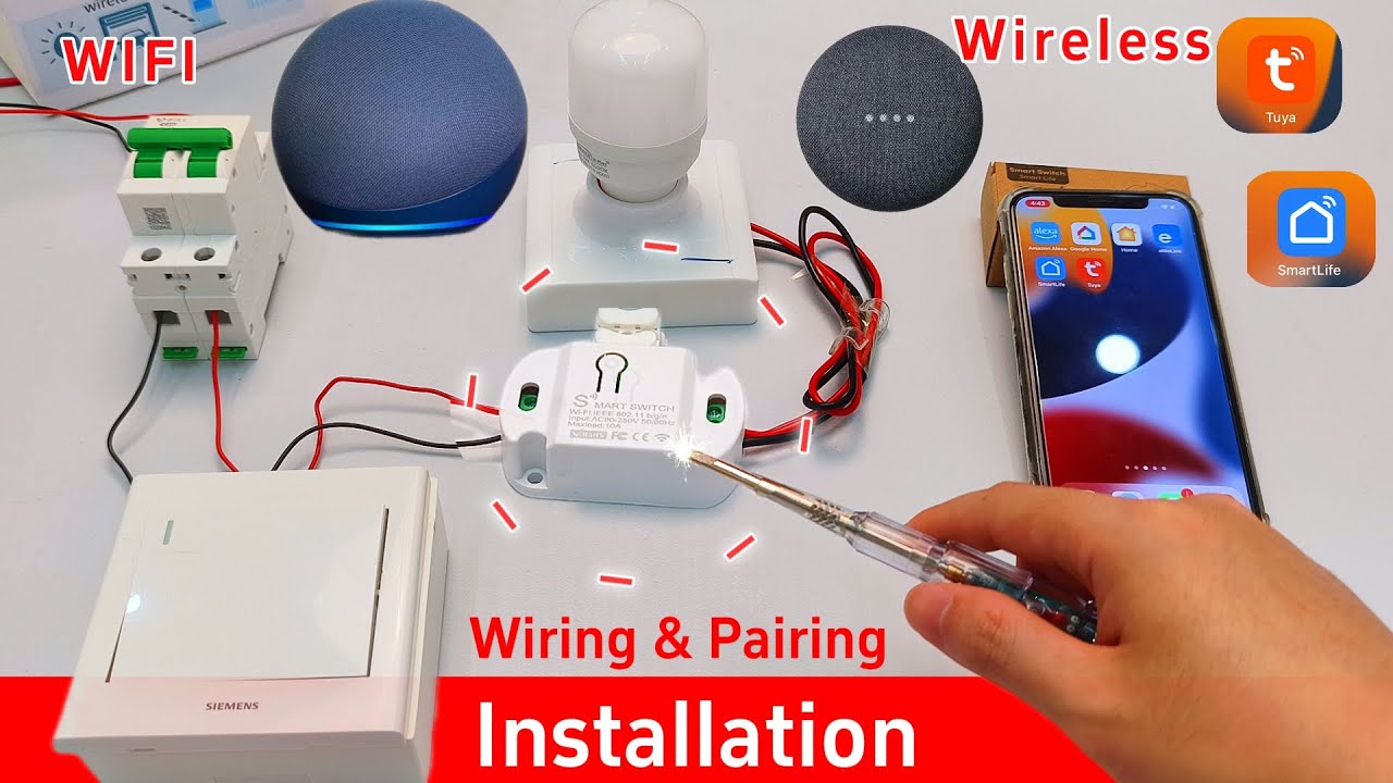 How to Use Smart Light Switch Connect Tuya Smart to Alexa & Google Assistant SmartLife App KR2201WB