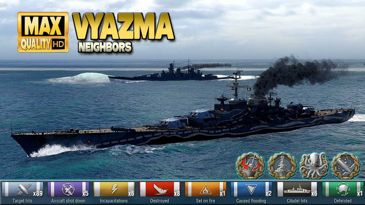 Крейсер Вязьма: Интересная игра на карте Соседи - World of Warships