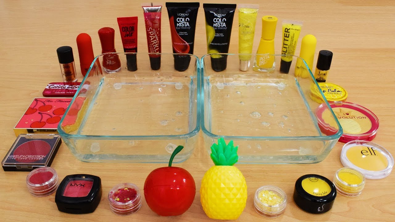 Cherry vs Pineapple - Mixing Makeup Eyeshadow Into Slime Special Series 162 Satisfying Slime Video
