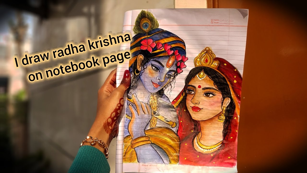 Beautiful Painting on notebook |Radhe krishna painting 😊