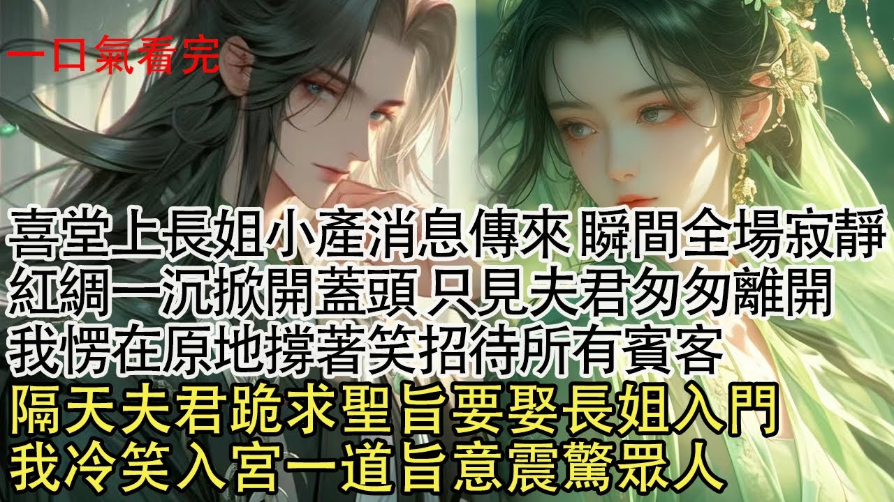 【一口氣看完】喜堂上長姐小產消息傳來，瞬間全場寂靜手中紅綢一沉，掀開蓋頭只見夫君匆匆離開，我愣在原地撐著笑招待所有賓客，隔天夫君卻跪求聖旨要娶長姐入門，我冷笑入宮一道旨意震驚眾人