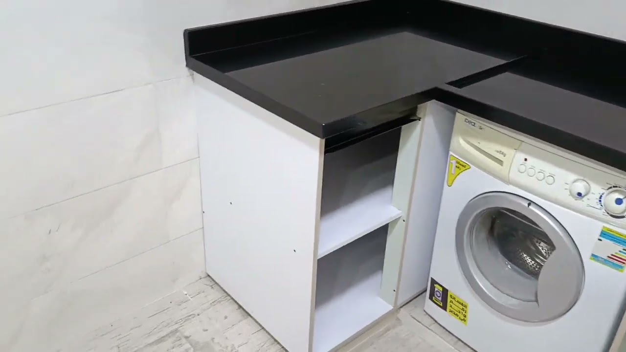 تركيب مطبخ اسود دبل بلاك زاويه ٤٥ تشطيب روعه