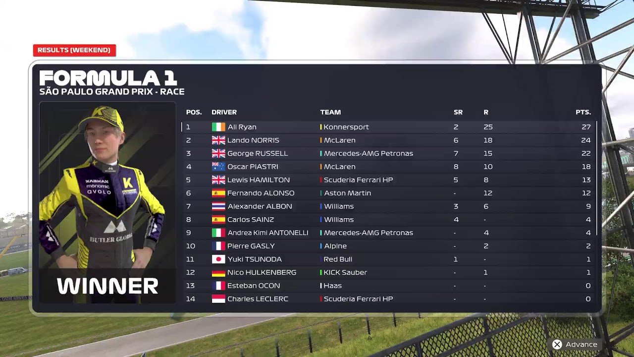 F1 25_Driver Career Season 2 KonnerSport Team Brazil Race Round 21