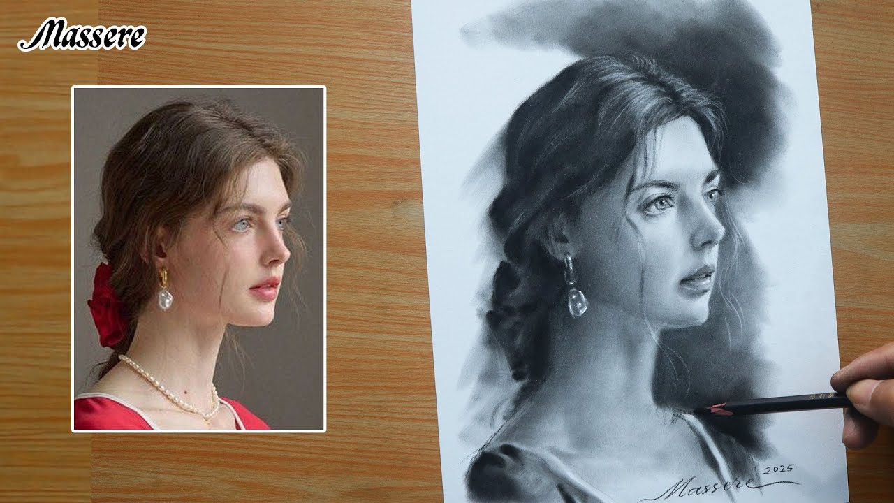 How to Draw Portrait Beautiful Woman Face Realistic with Pencil Drawing Step by Step for Beginners