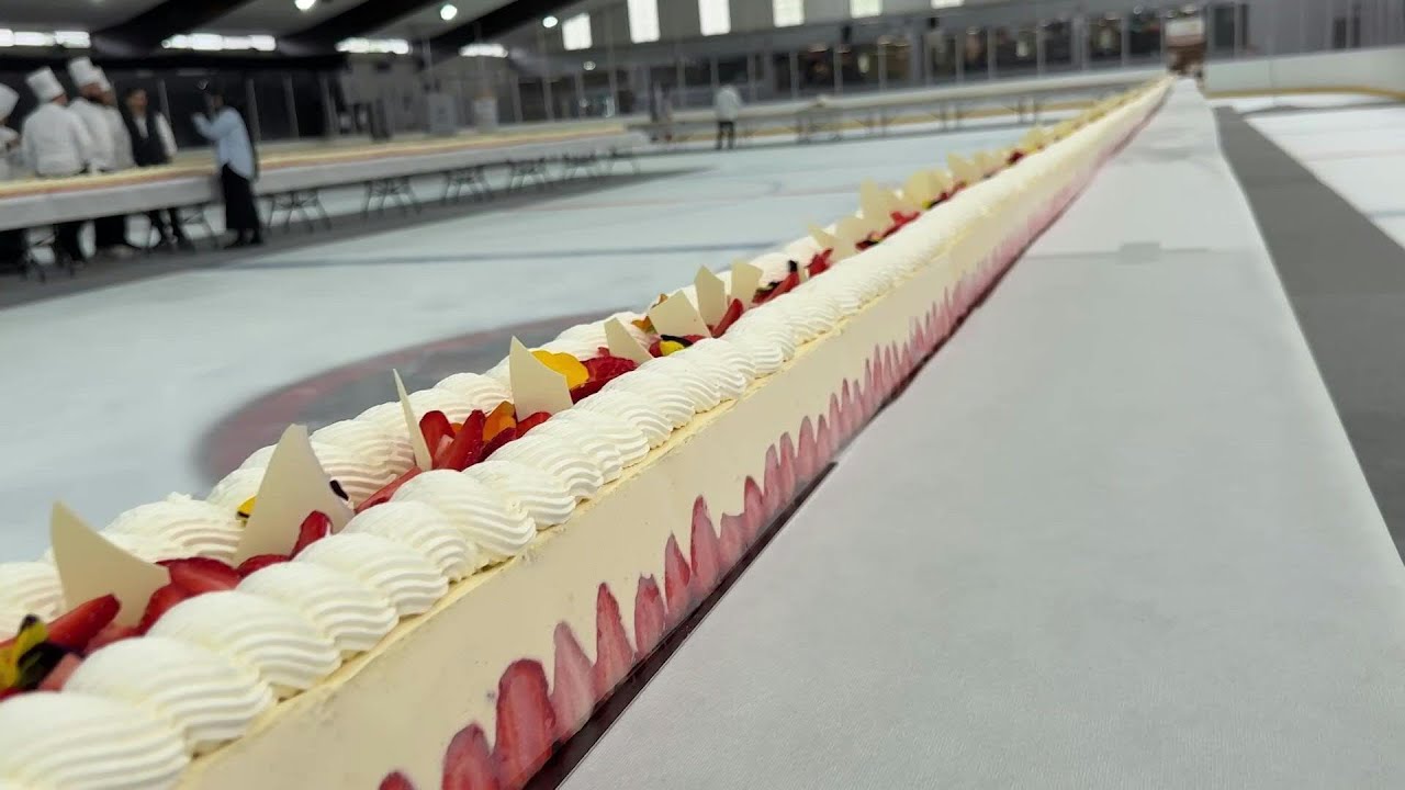France breaks record for world's longest strawberry cake | AFP