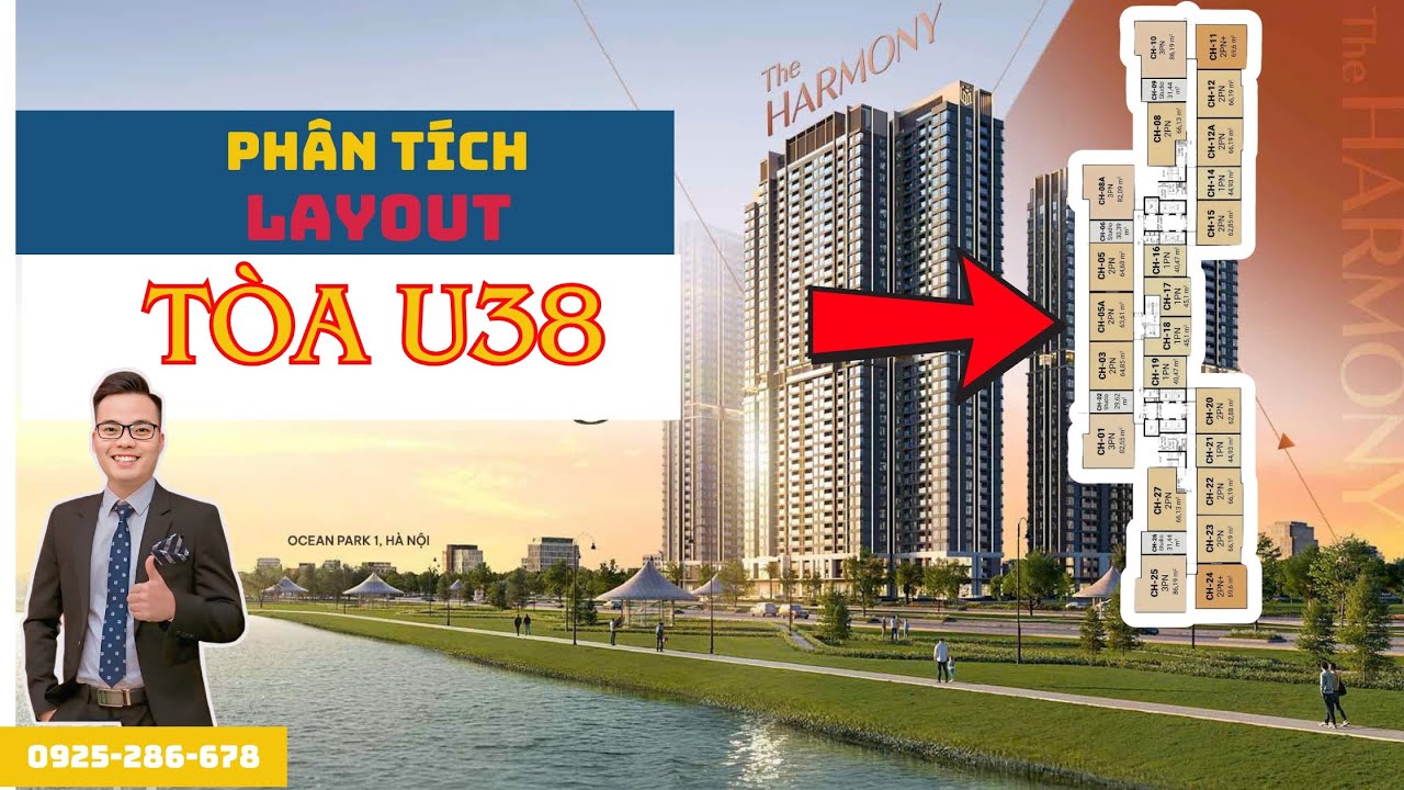Ph&acirc;n t&iacute;ch Layout của t&ograve;a U38 VIEW HỒ ĐẸP NHẤT của Masteri Lakeside tại Vinhomes Ocean Park