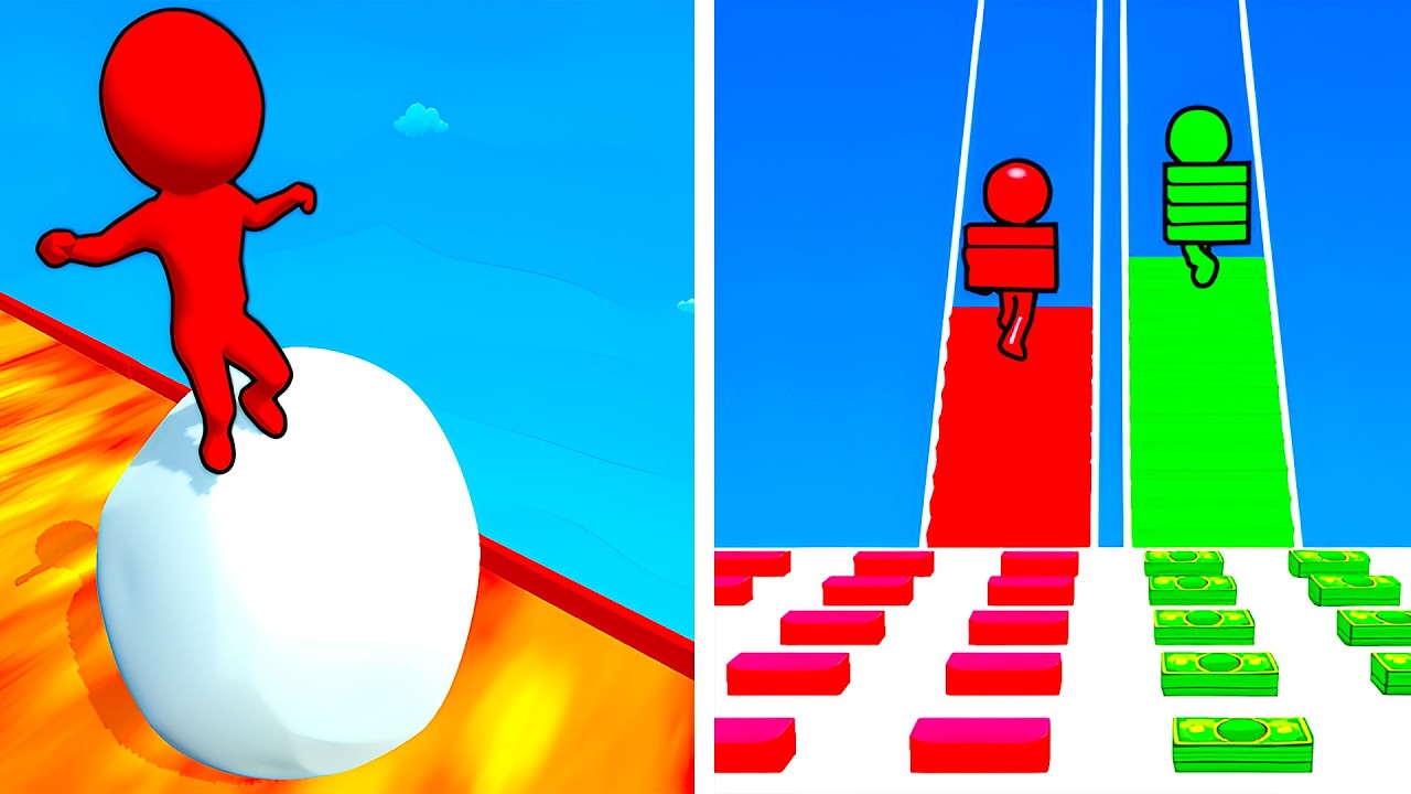 Snow Race VS Bridge Race ❄️🌉 All Levels Max Update Walkthrough Mobile NEW Gameplay S9RX