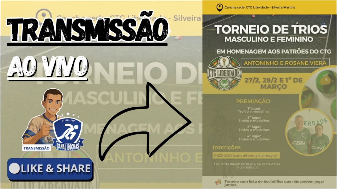 TRANSMISSÃO AO VIVO: Torneio De Trios Mas / Fem - Silveira Martins - 3° FASE