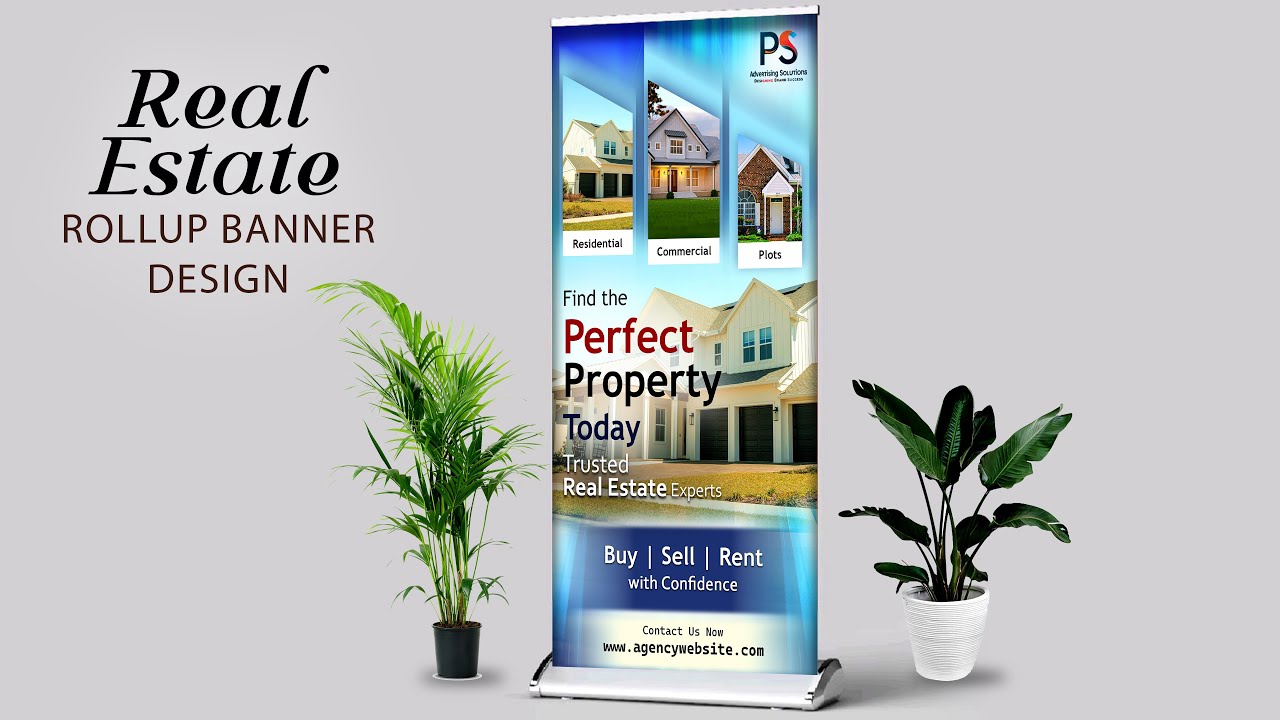 Real Estate Rollup Standee Banner Design | Rollup Banner Design | Standee Design In Photoshop