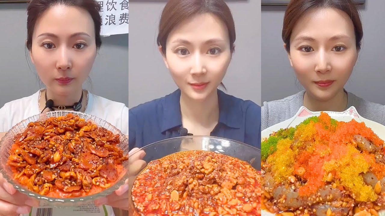 Chinese Colorful Fish Roe & Spicy Seafood ASMR | Crunchy Eating Sounds #54