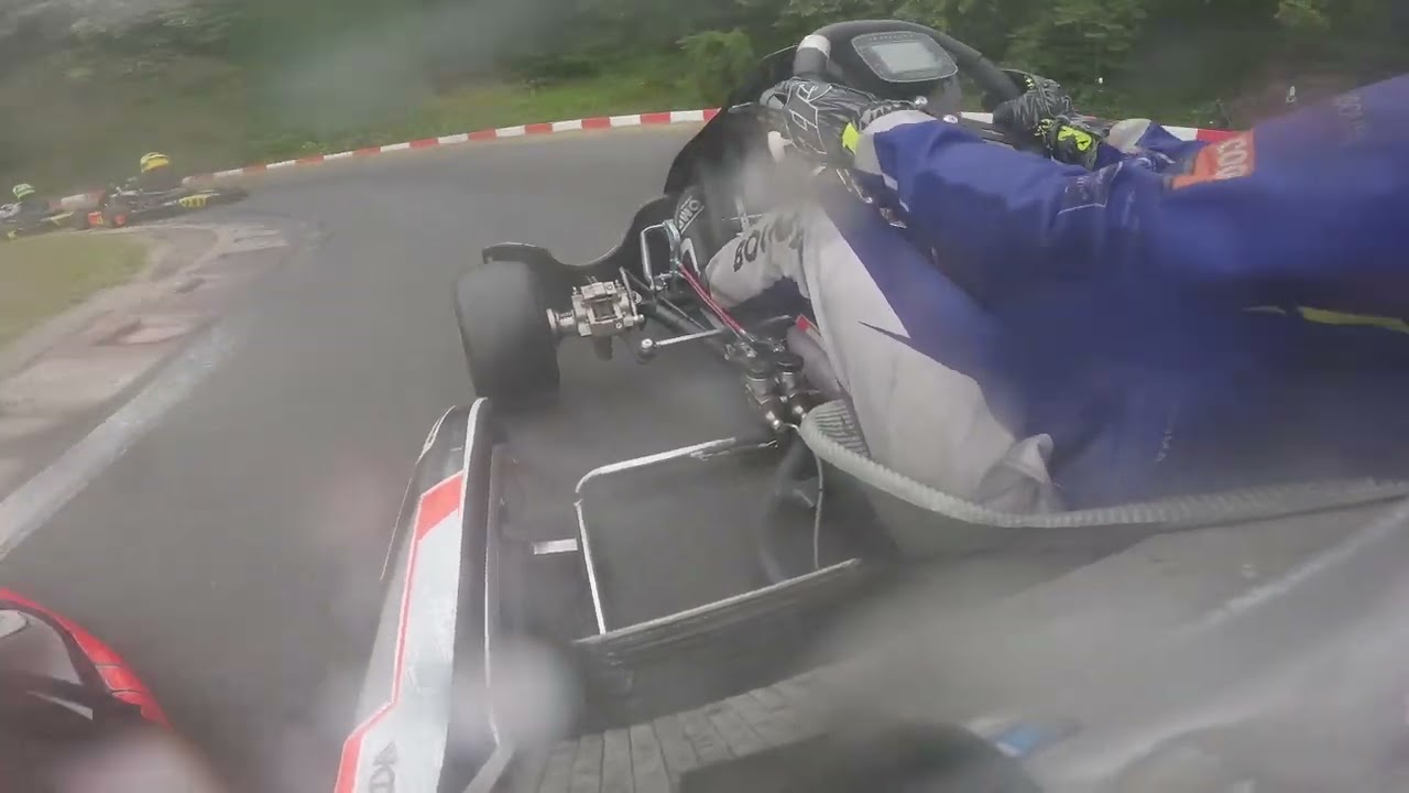 Kz2 onboard.  Crazy chaotic race with slicks in wet weather!!