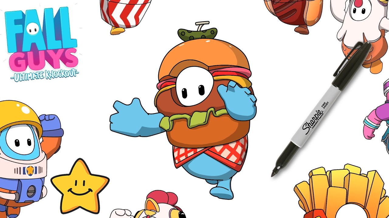 HOW TO DRAW FALL GUYS BURGER 🍔 COSTUMES / SKINS