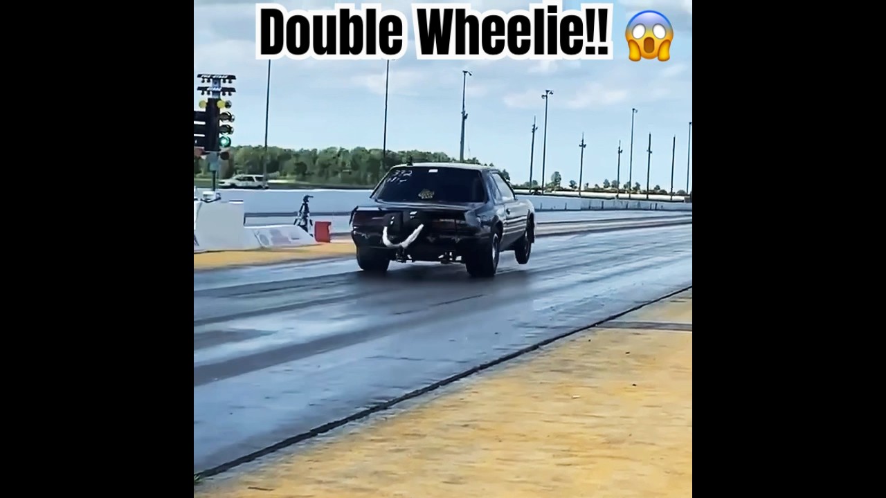 HUGE Double Wheelie from Turbo Foxbody Mustang // 1/4 mile Drag Racing 🏁 #foxbodymustang #ford #car