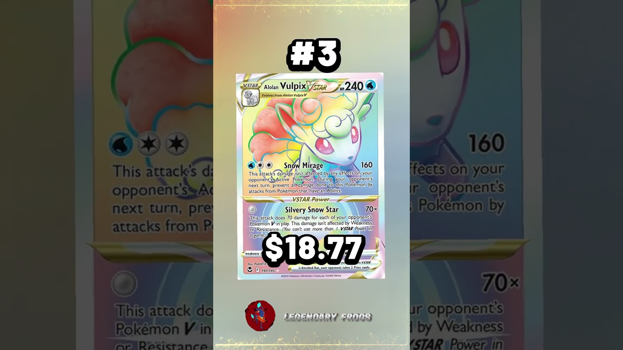 Top 5 Alolan Vulpix Pokemon Cards #shorts #pokemoncards #alolanvulpix