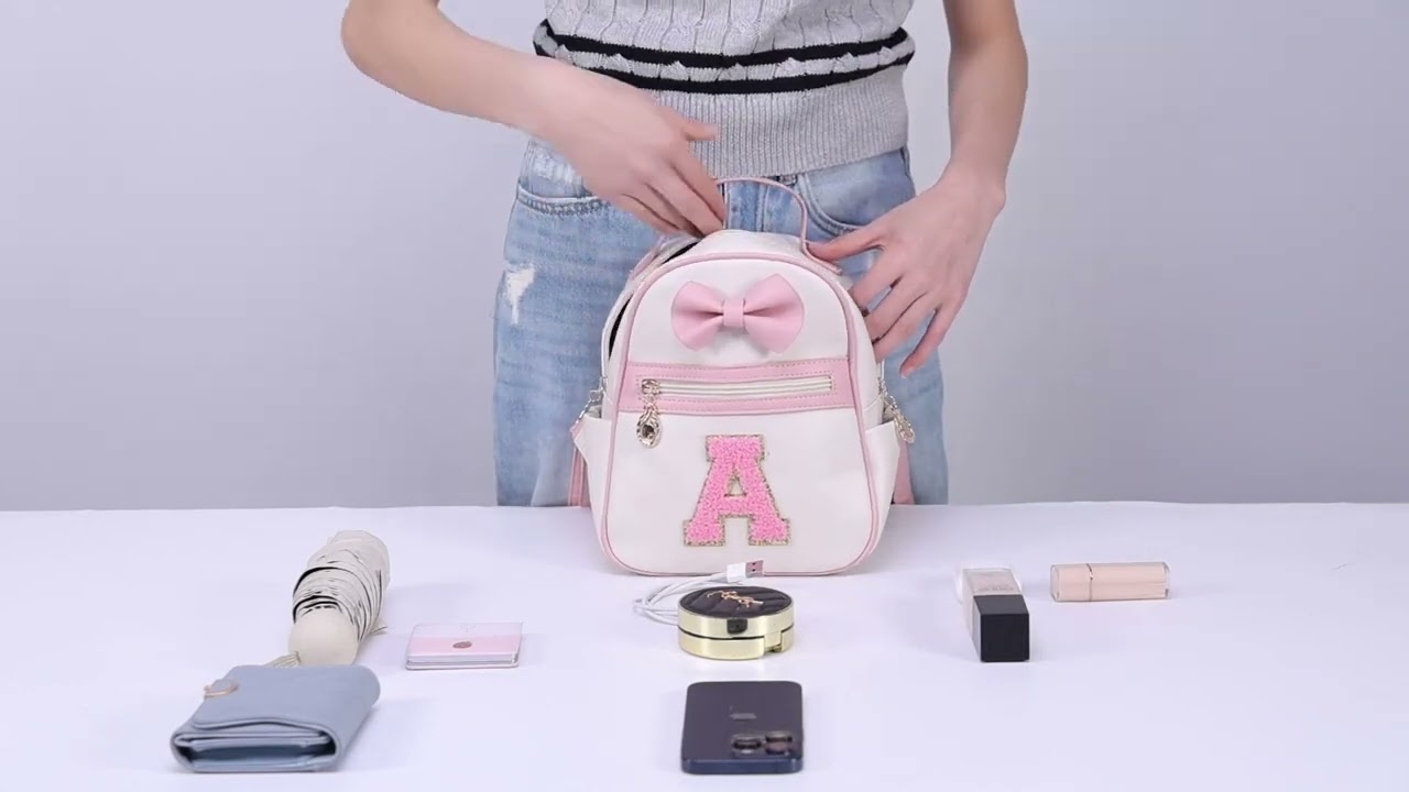 I IHAYNER Girls Initial Mini Backpack – Cute Leather Bag with Bowknot #MiniBackpack