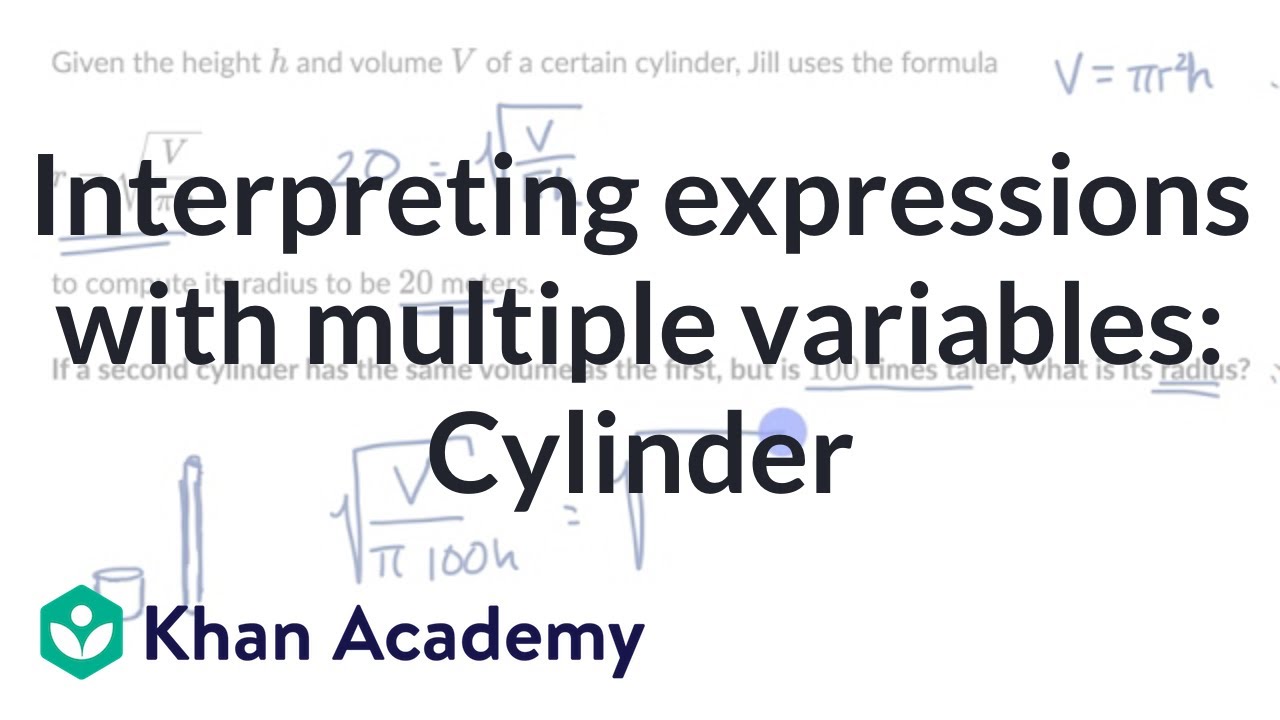 Interpreting expressions with multiple variables: Cylinder | Modeling | Algebra 2 | Khan Academy