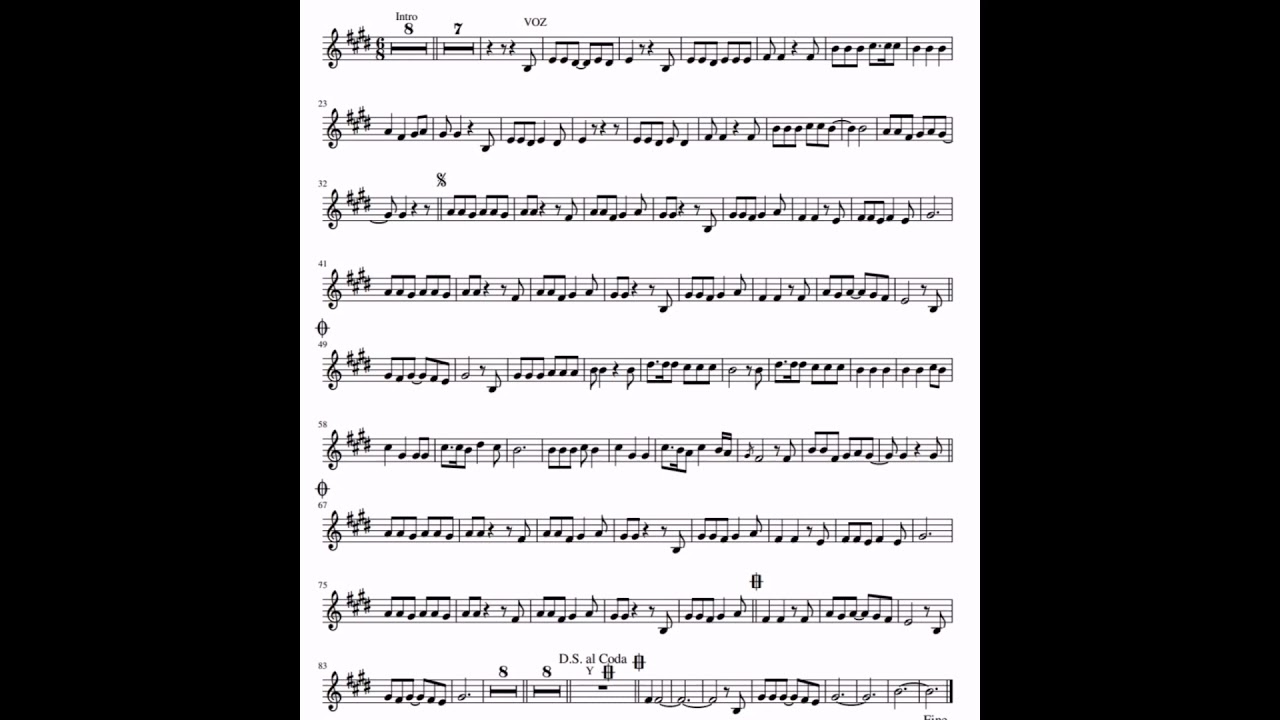 Me Nace del Corazón (trompeta) partitura y pista