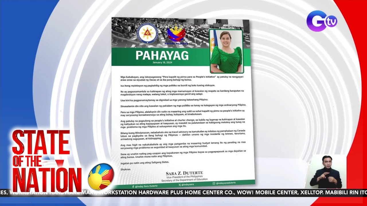 Pinatutsadahan ni Vice President Sara Duterte ang aniya'y "Pera kapalit ng pirma... | SONA