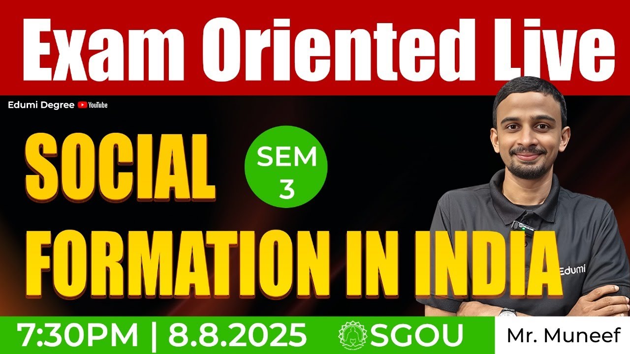 SGOU | Social Formation In India |Exam Oriented Live |Mr Muneef| #sgou #education #onlinelearning