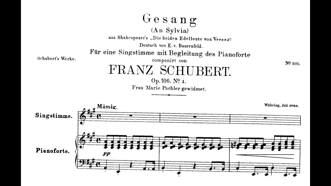 An Sylvia (Franz Schubert) - Piano Accompaniment in A Major