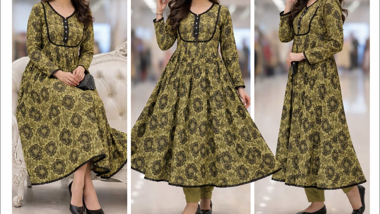 Box plated /unique plated frock with round neck design  with lace/ trending and viral frock design 