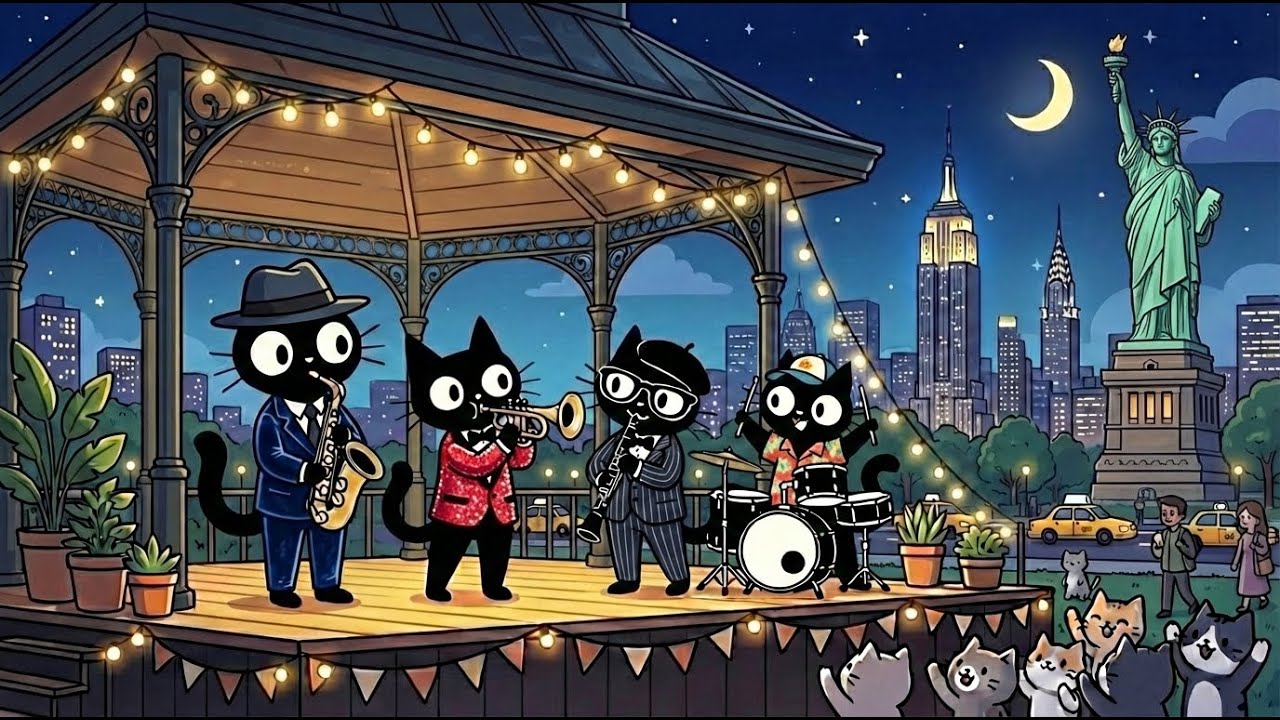 Relaxing Jazz Cat Music in New York | Focus & Chill