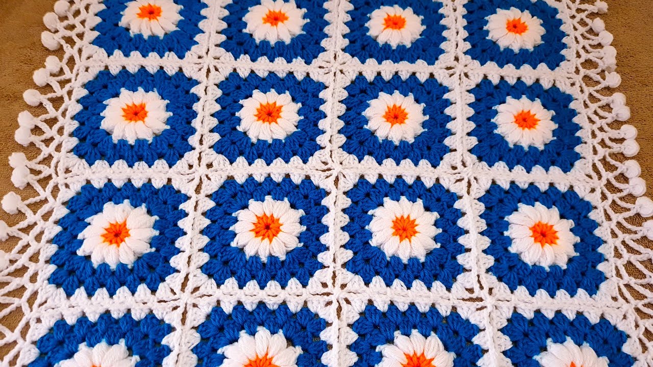 Crochet table cover  square thalposh  woolen table mat  Crosia ke design
