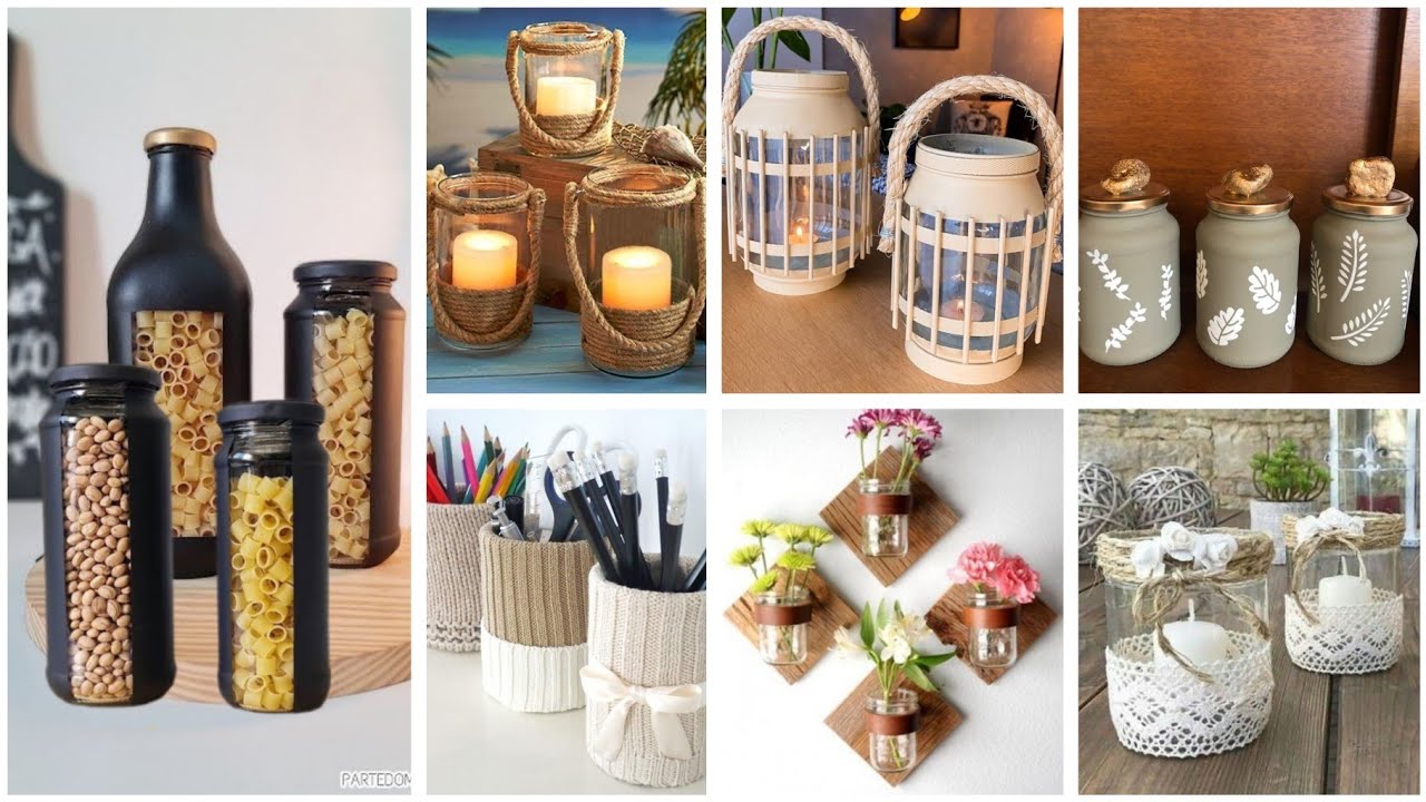 افكار ✨إعادة تدوير♻️ بسيطة وراقية  #قنينات#برطمانات  زجاج#قارورات# DIY recyclage des pots#craft