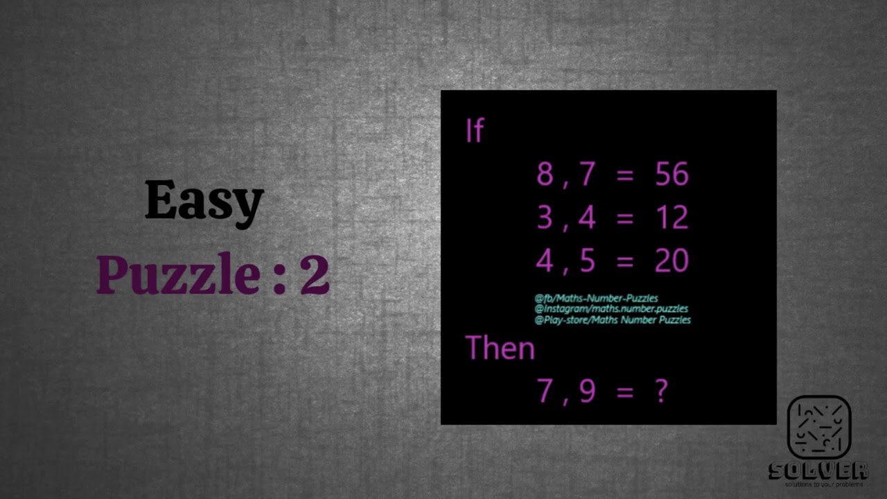 Easy Level - Puzzle 2 - Solutions - Math Number Puzzles - Puzzle Games - Solver by JT