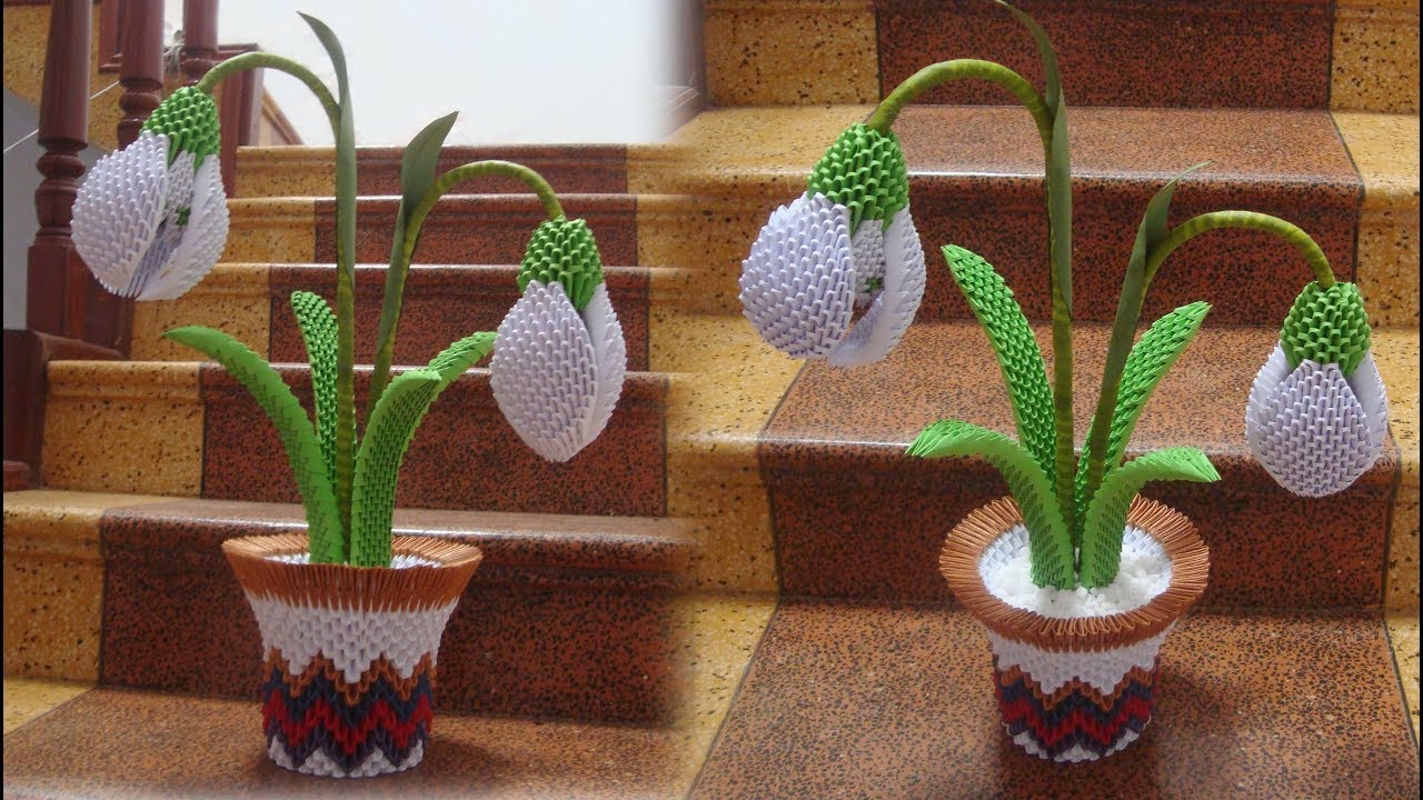 3D Origami Snowdrop Flower , Galanthus Tutorial | DIY Paper Snowdrop Flower Home Decor