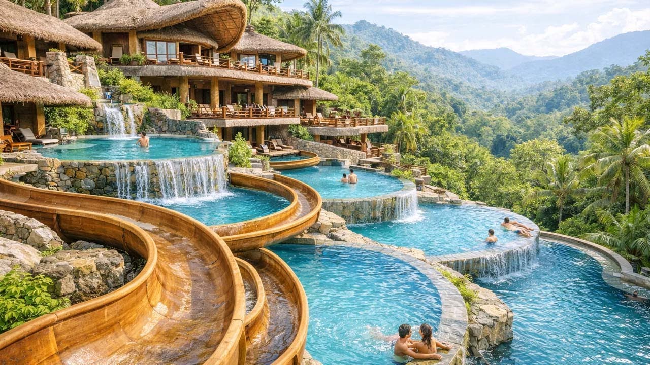 310 Days to Build a Hillside Villa with a Spiral Water Slide System Using Primitive Tools