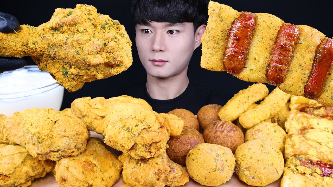 뿌링 소떡 치즈볼 치즈스틱 치킨 먹방ASMR MUKBANG FRIED CHICKEN & TTEOKBOKKI & CHEESE BALLS 甘いチキン トッポッキ eating sounds