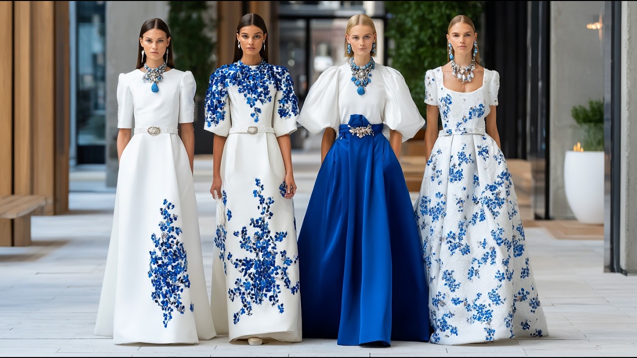Carolina Herrera весна-лето 2026 | Французский синий и нежный кремовый – вневременной женственный...