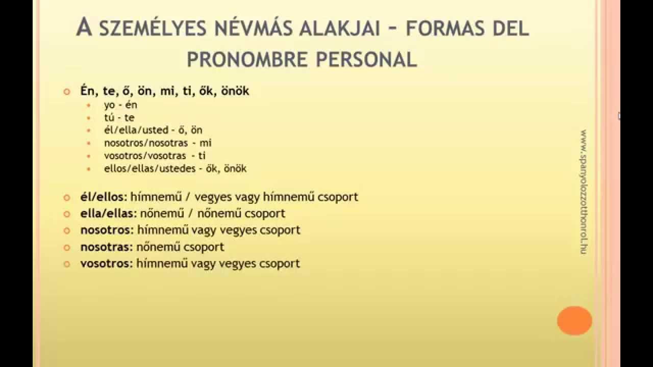 A spanyol személyes névmás