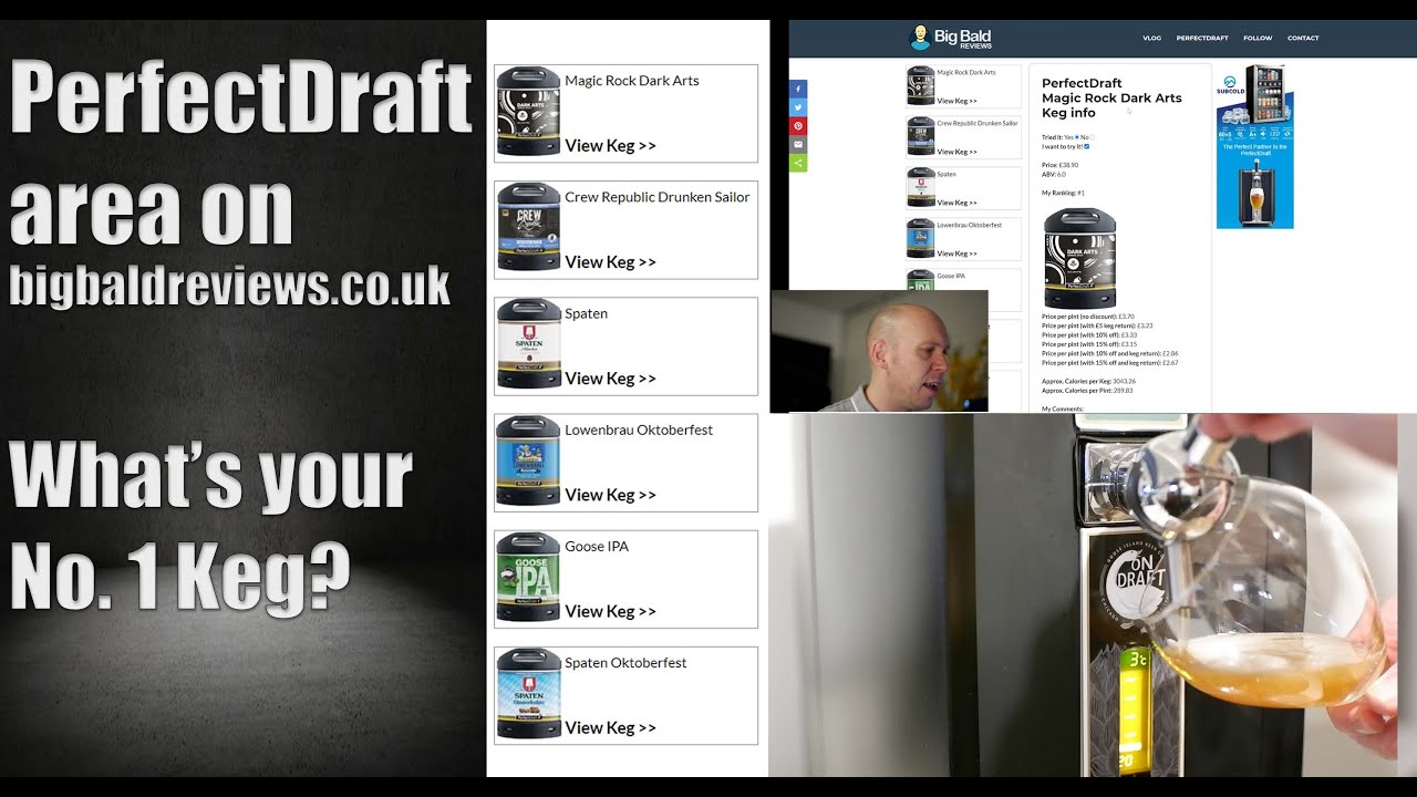 PerfectDraft area on Big Bald Reviews website. What's your number one keg?