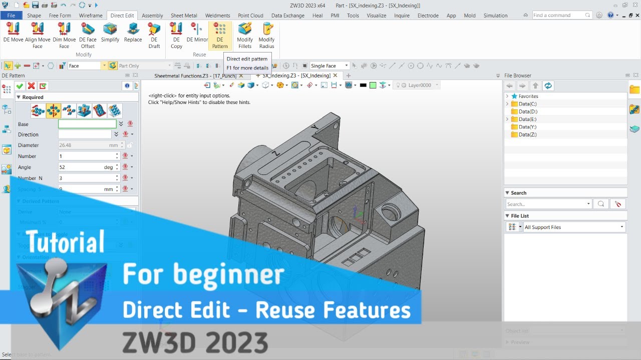 ZW3D - Tutorial - Direct Edit - Reuse Features