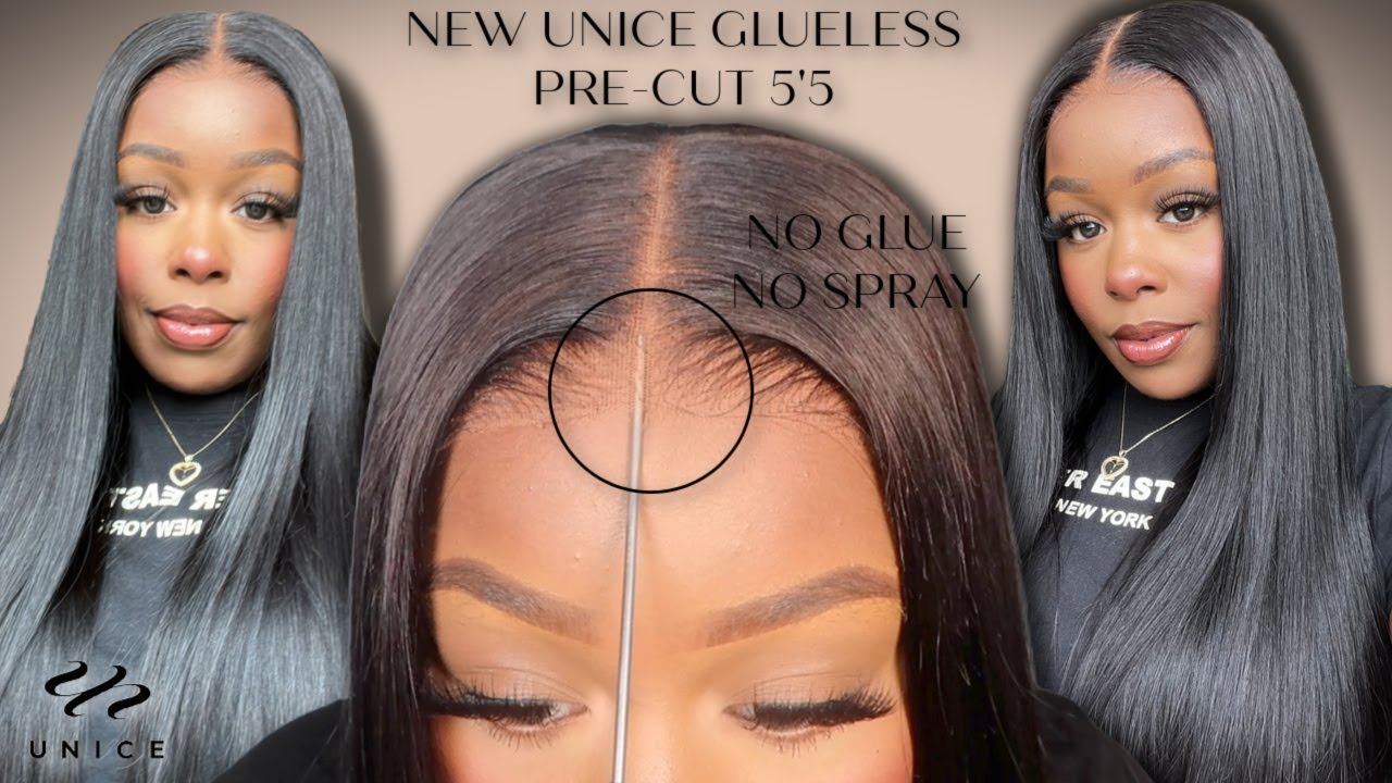 WEAR & GO ✨PRE-CUT BUST DOWN MIDDLE PART!  🚫GLUE OR SPRAYS! 100% GLUELESS + PRE- PLUCKED UNICE HAIR